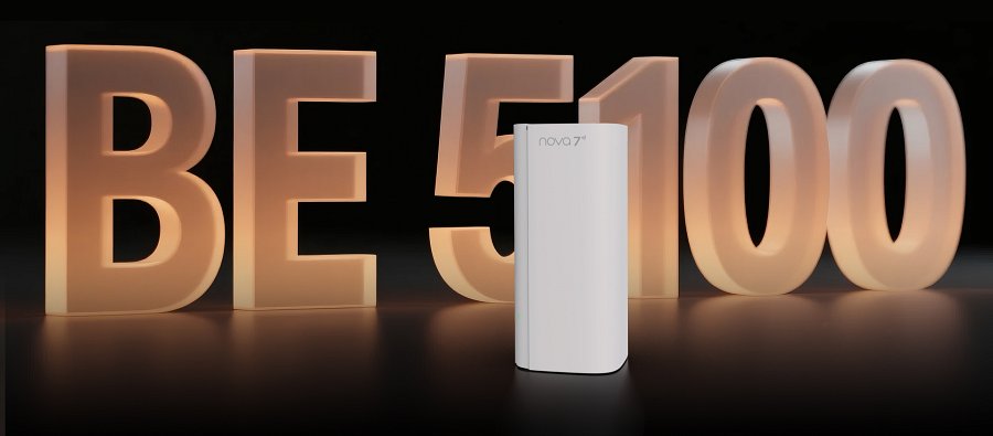 Węzeł Tenda ME6 Pro na tle napisu BE5100